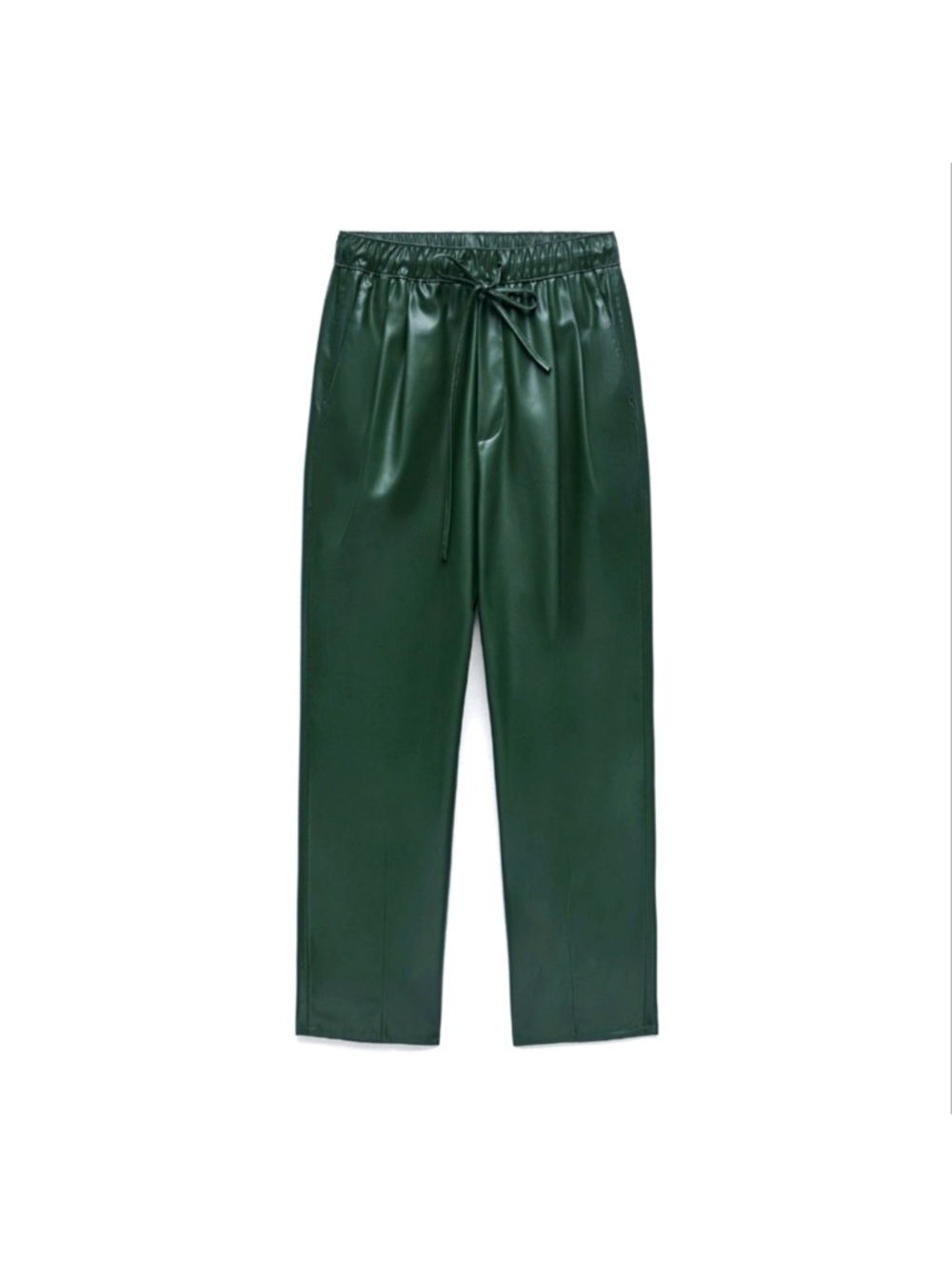 ZARA Dark Green Faux Leather Jogger Pants